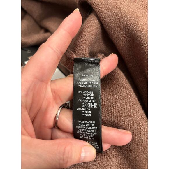 NWT Max sport open front knit sweater duster cardigan, mocha faux fur glam sz L - Picture 10 of 11